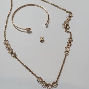 Gold-Tone Circle Link Necklace & Bangle  - Women Jewelry